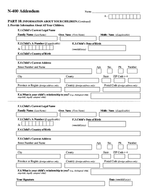 N 400 Addendum  Form