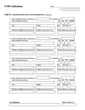 N 400 Addendum  Form