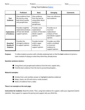 Citing Text Evidence Rubric Waunakee Intermediate School Waunakee K12 Wi  Form