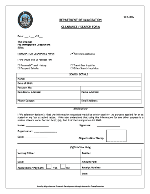Immigration Clearance Form