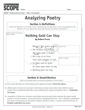 The LANGUAGE ARTS MAGAZINE POETRY Nothing Gold Can Stay  Form