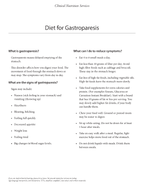 Gastroparesis Diet Handout  Form