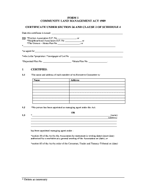 Section 26 Certificate  Form