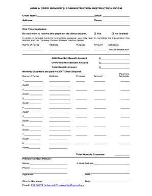 AISH CPPD BENEFITS ADMINISTRATION INSTRUCTION FORM Alberta