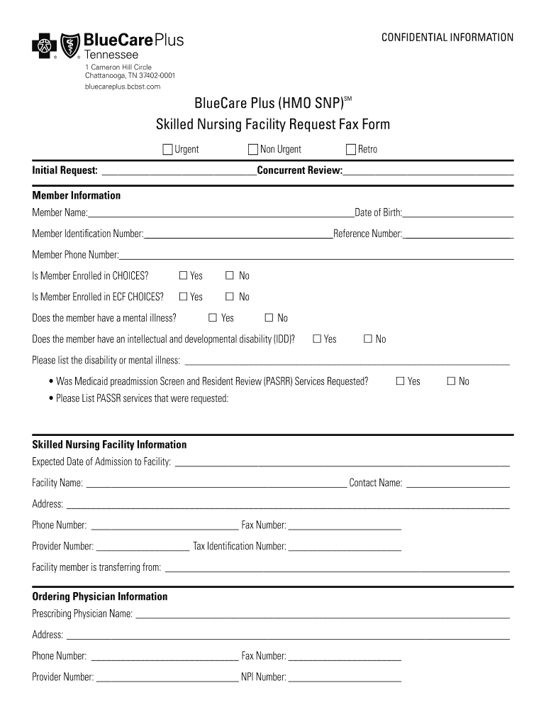  508C BlueCare Plus HMO SNPSkilled Nursing Facility Request Fax Form BlueCare Plus HMO SNPSkilled Nursing Facility Request Fax Fo 2017-2024