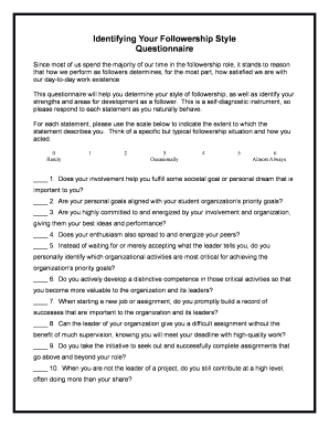 Kelley Followership Questionnaire PDF  Form