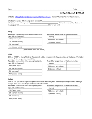 Greenhouse Effect Online Lab Answer Key  Form