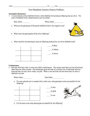 Non Mendelian Genetics Practice Worksheet Answer Key PDF  Form