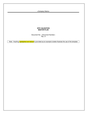 Validation Master Plan Template  Form