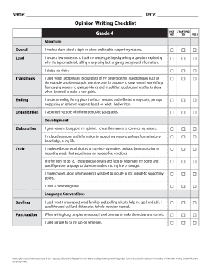 Writing Checklist PDF  Form