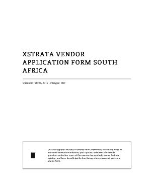 Xstrata Vendor Application Form