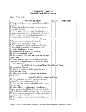 Hand Washing Checklist PDF  Form