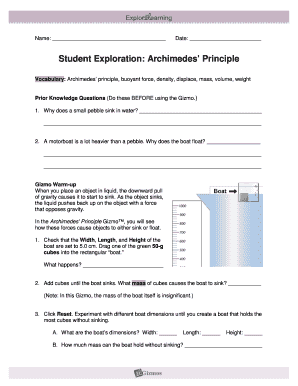 Archimedes Principle Gizmo Answers  Form