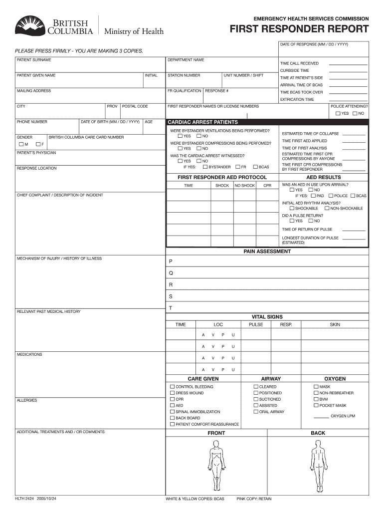  EmerGency HeALth SerVices Commission First Responder Report Frontlinefirstaid 2005-2024