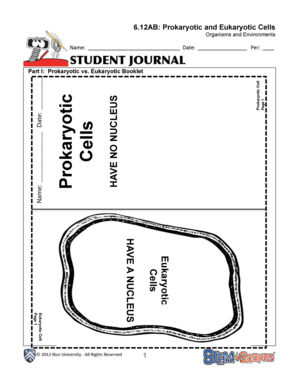 Part I Prokaryotic Vs Eukaryotic Booklet  Form