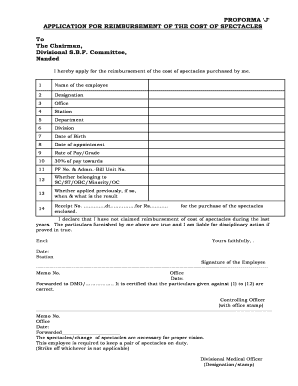 Spectacle Allowance Application Form