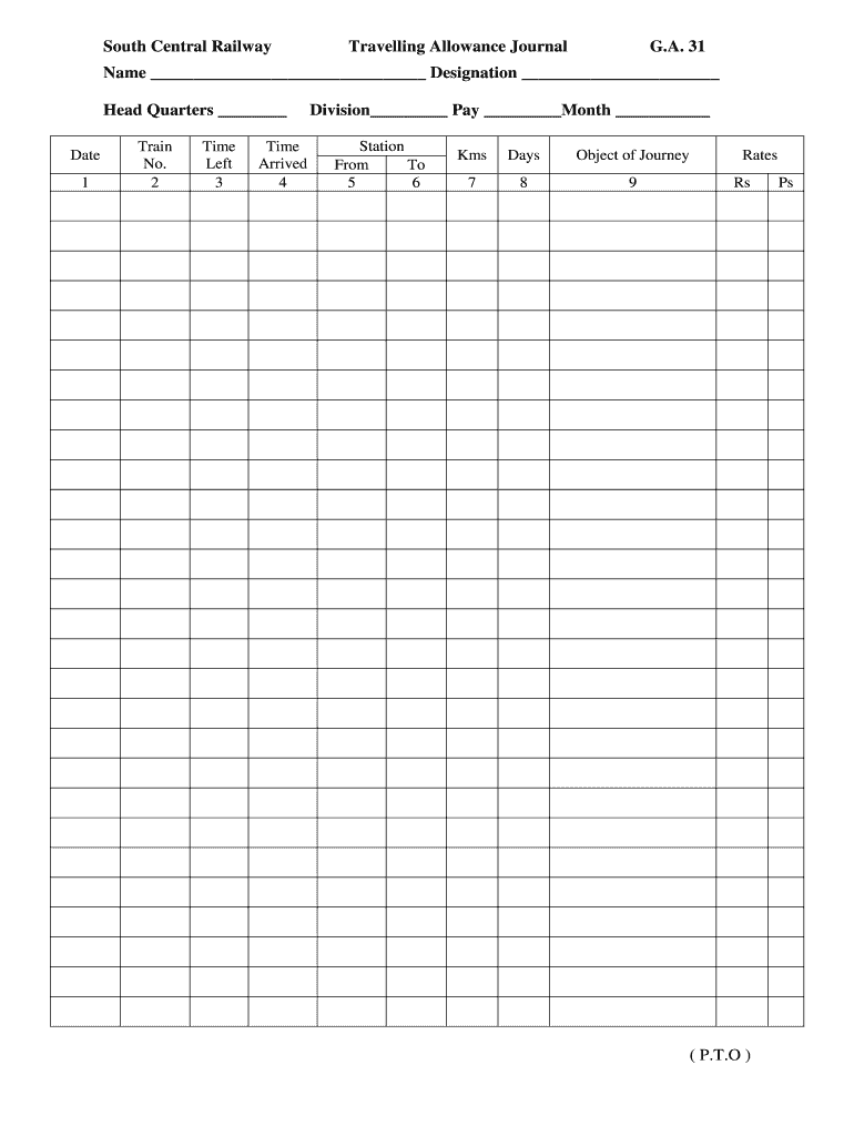 railway travel allowance form