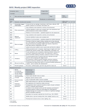 GA18 Weekly Project SHE Inspection CITB  Form