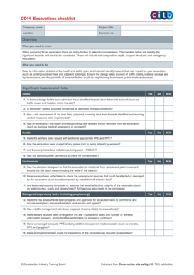 GD11 Excavations Checklist CITB  Form
