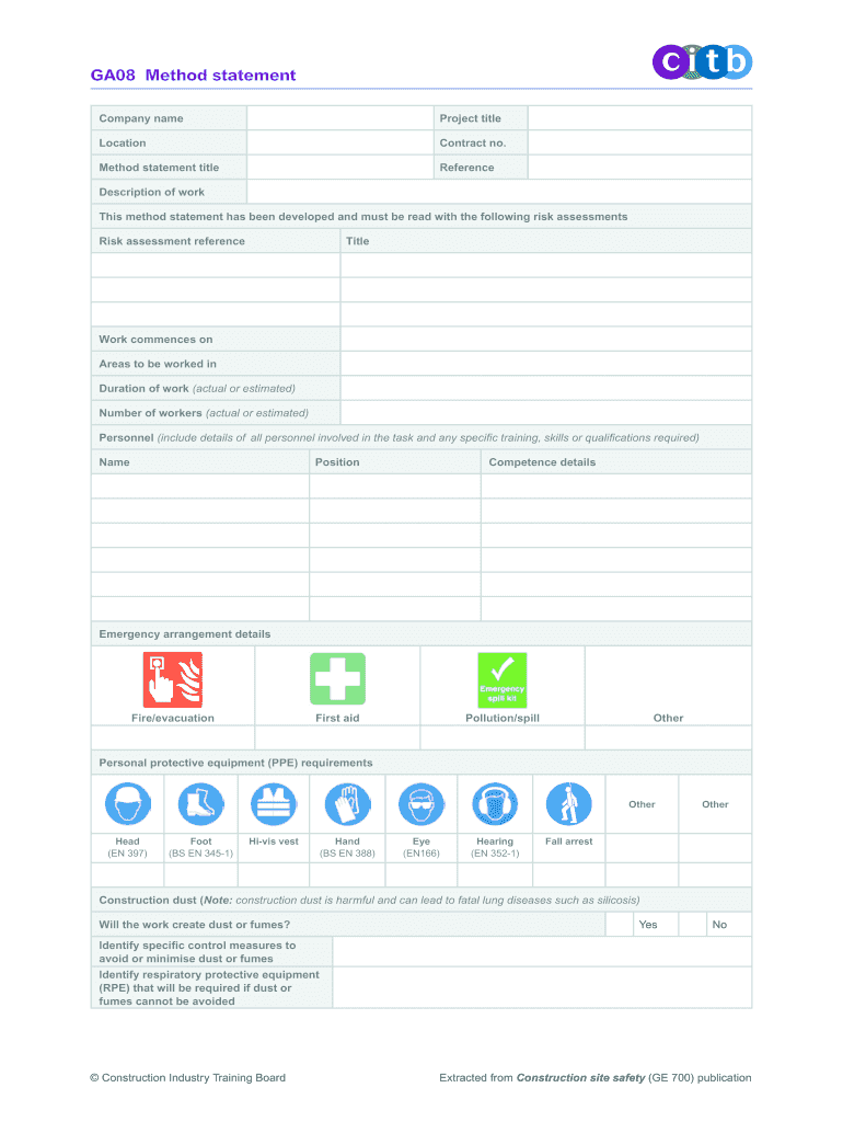 Method Statement Example  Form