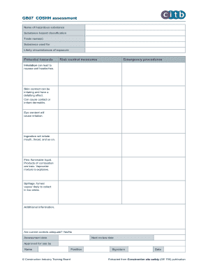 Coshh Assessment  Form