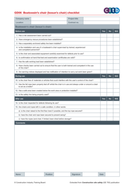 GD06 Boatswains Chair Bosuns Chair Checklist CITB  Form