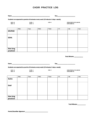 CHOIR PRACTICE LOG Upsdwednetedu Upsd Wednet  Form