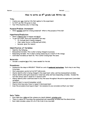 8th Grade Lab Report Example  Form