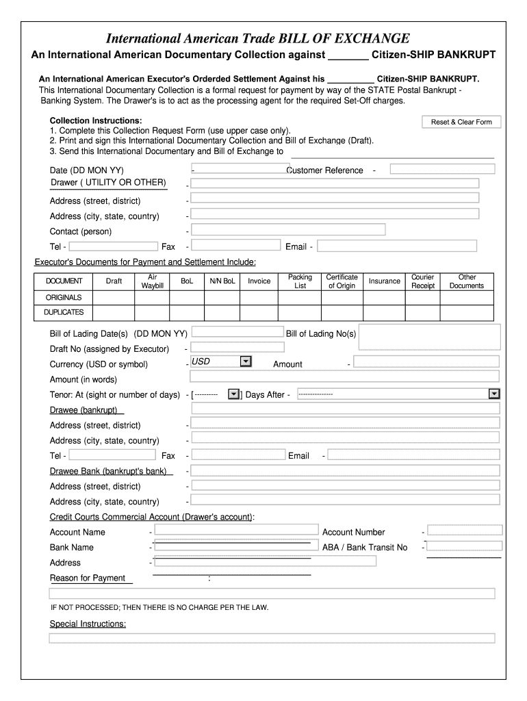 International Bill of Exchange Forms