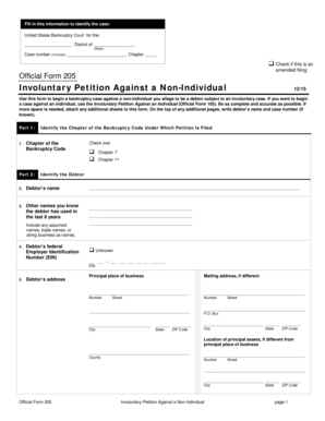 Official Form 205 Involuntary Petition Against a Non Casb Uscourts