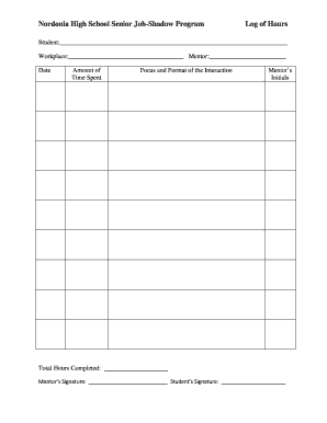 Shadowing Log Template  Form