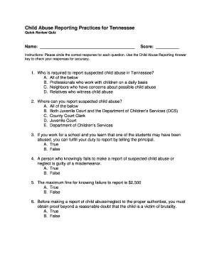 Child Abuse Reporting Practices for Tennessee Tnopportunityprograms  Form