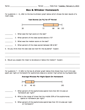 Box and Whisker Plot Worksheet  Form