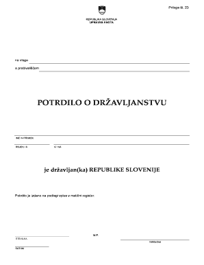 Potrdilo O Dr Avljanstvu  Form