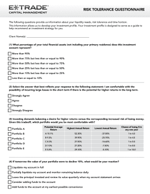 Risk Tolerance Questionnaire  Form
