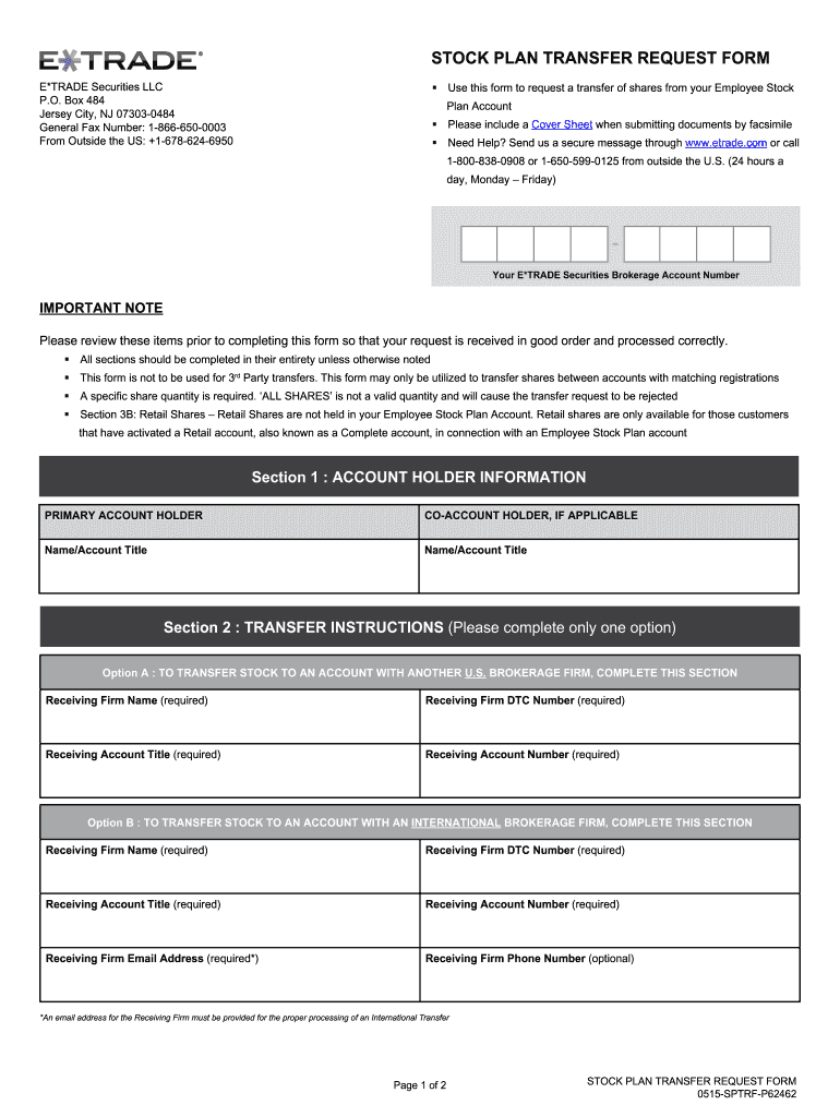 Etrade Stock Plan Transfer Request Form