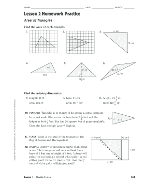 Lesson 2 Skills Practice Area of Triangles Answer Key  Form