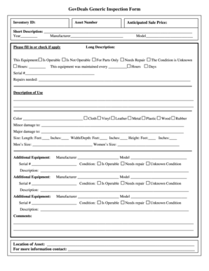 GovDeals Generic Inspection Form Purchasing Department