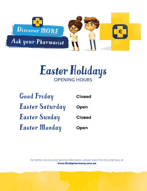 Easter Holidays Pharmacy Guild of Australia  Form
