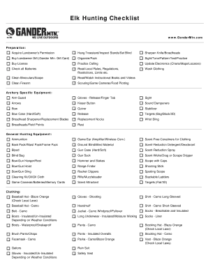 Elk Hunting Checklist PDF  Form