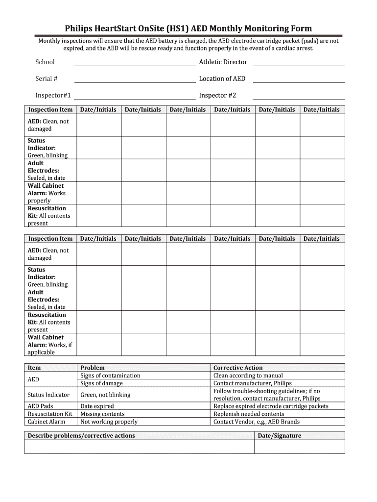 Aed Templates to Print  Form