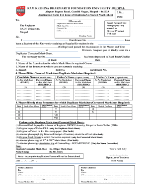 Rkdf University Marksheet Sample  Form