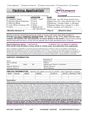 Parking Application NYU Langone Medical Center Webdoc Nyumc  Form