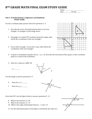 8th Grade Math Final Exam Answer Key  Form