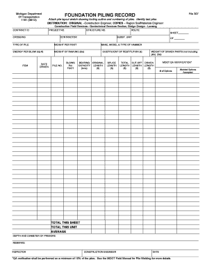  Piling Record Form 2013