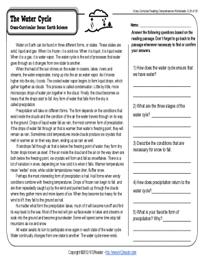 Cross Curricular Reading Comprehension Worksheets  Form