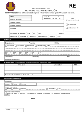 COLEGIO MDICO DEL PER FICHA DE RECARNETIZACIN Bcmporgpeb Cmp Org  Form