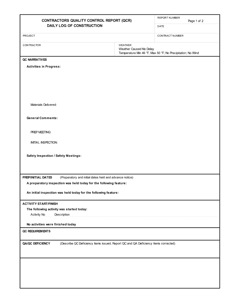 Quality Control Report PDF  Form