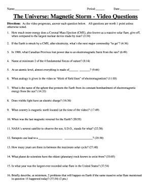 The Universe Magnetic Storm Video Questions Answers  Form