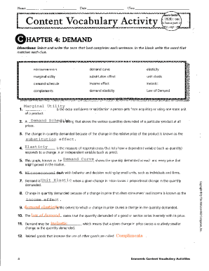 Chapter 4 Test Form a Demand